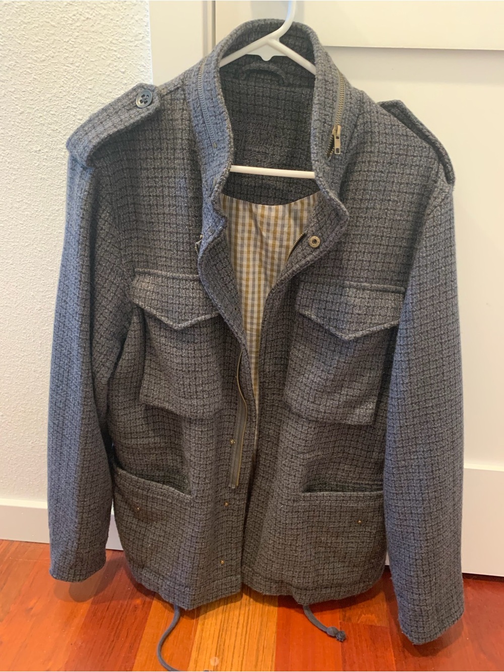Men's Gray Military-Style Field Jacket